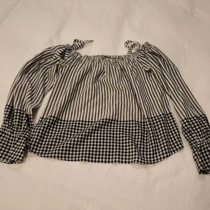 Express peasant gingham pattern, off the shoulder top